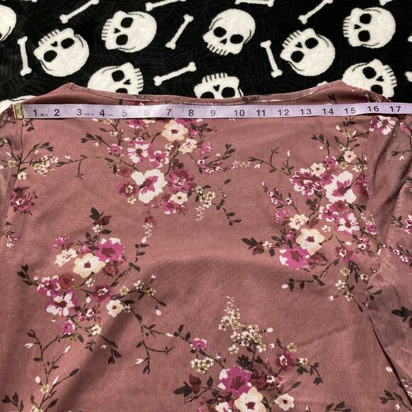 VERVE AMI Mauve long bell sleeve mesh overlay plus size blouse ~ XL XXL 2X shirt - Picture 10 of 13